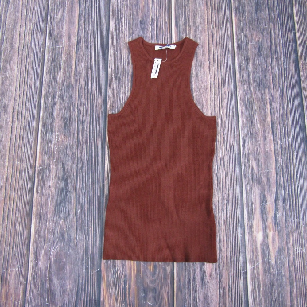 Madewell NEW NWT Womens Large Copper Brown Knit Cutaway Sweater Tank Top